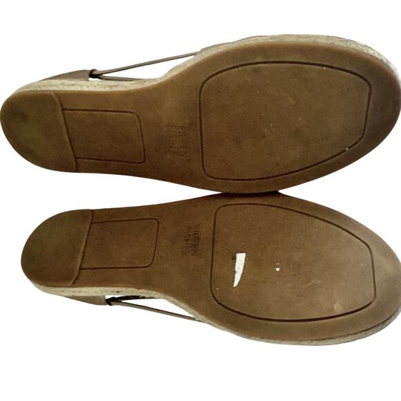 Eileen Fisher Lee Metallic Leather D\'Orsay Espadrille Sandals Flats Jute 9.5